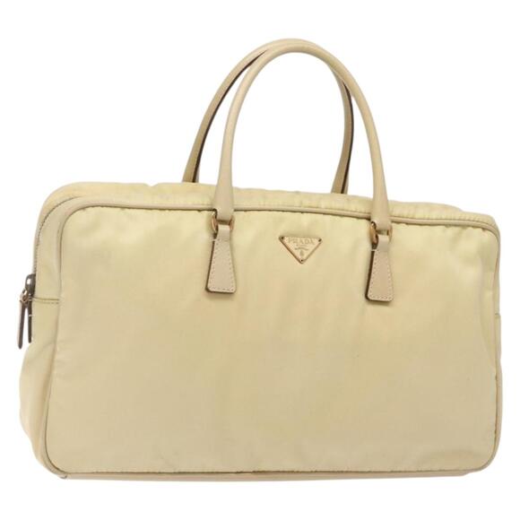 PRADA Hand Bag Nylon Beige Gold - Picture 1 of 12